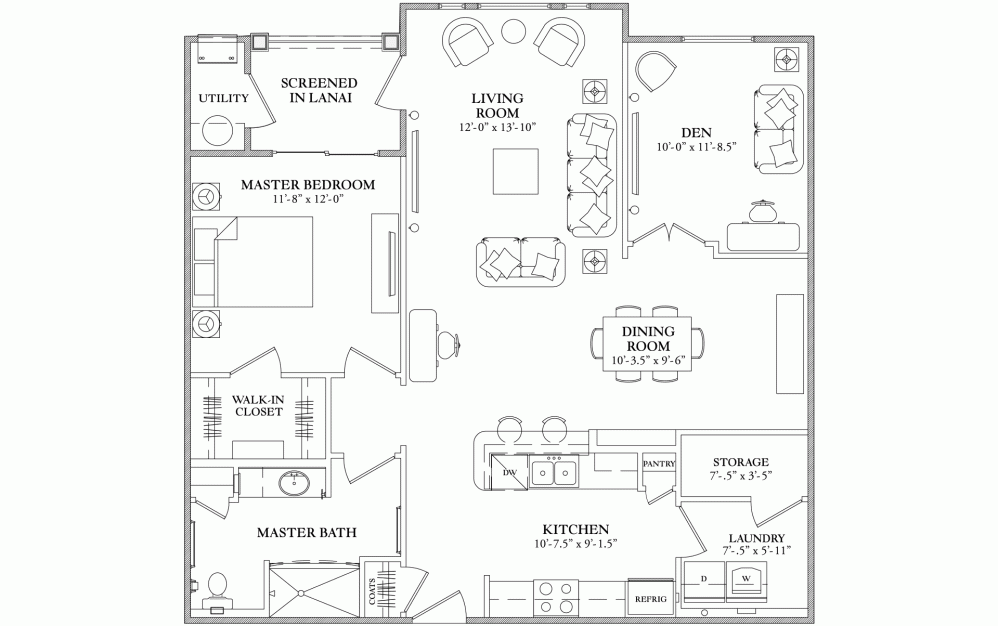 Barbados - 1 bedroom floorplan layout with 1 bathroom and 1161 square feet