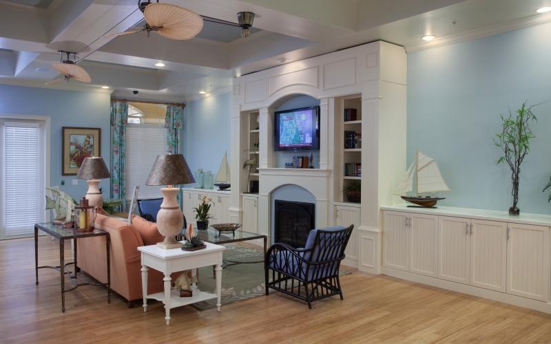 clubroom with fireside seating