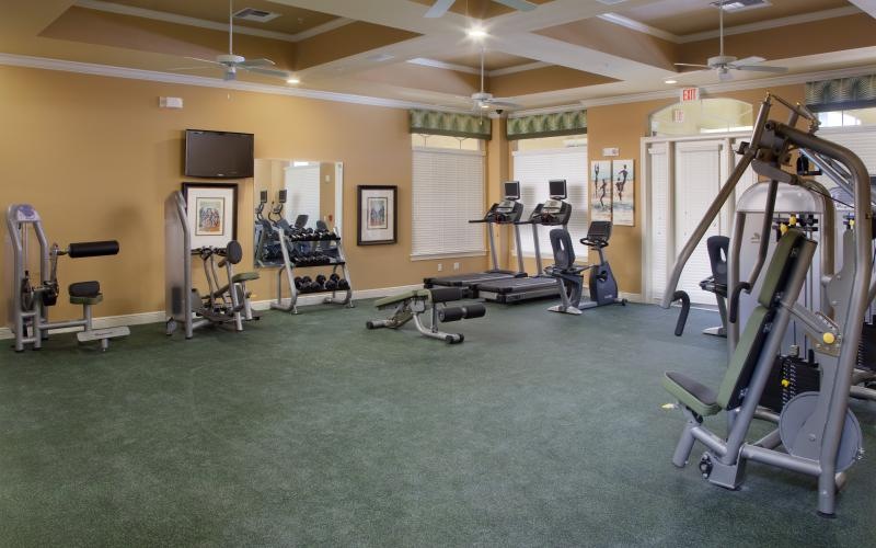 a gym with exercise equipment